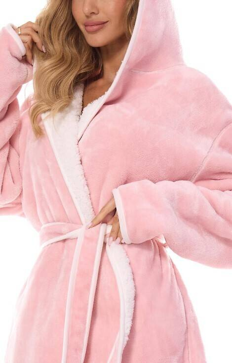 2417 Sara szlafrok damski L&L różowy pudrowy