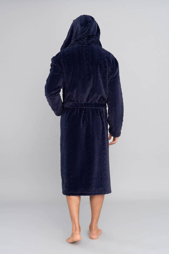 Zygmunt Szlafrok męski z kapturem Italian Fashion- granatowy