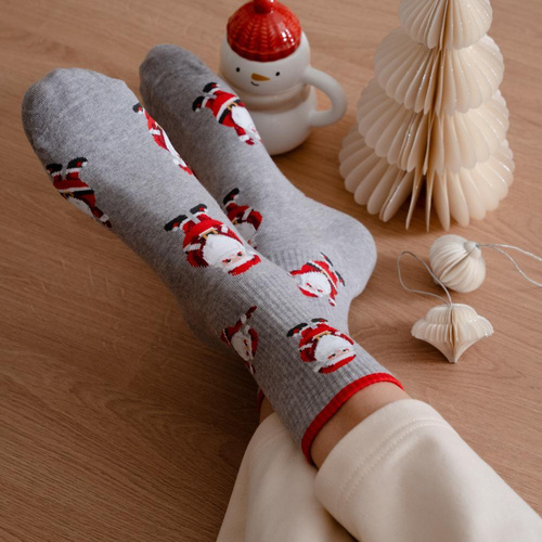 Art.136 Skarpety świąteczne męskie Steven melanż szary 166 – wzory bożonarodzeniowe, bawełna