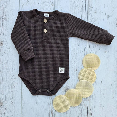 "Natural Waffel" Makoma Body polo z długim rękawem mocha