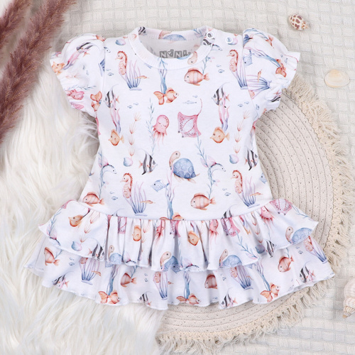 ABN-5486 Underwater World Sukienka niemowlęca Nini – bawełna organiczna, lekka i miękka