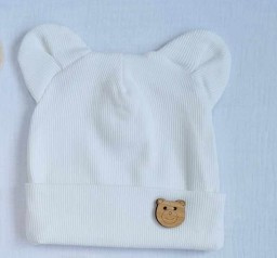 3715Ecri Teddy Czapka z uszkami Marija - ecru