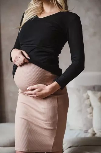 Milk Shirt Bluzka do karmienia i ciążowa z dekoltem w serek czarny