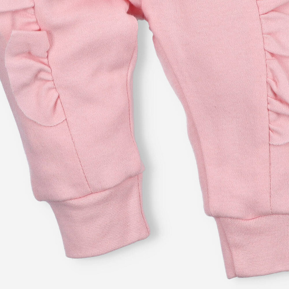 ABN-4764/JRÓ Pink Flowers Spodnie dresowe z bawełny organicznej Nini różowy