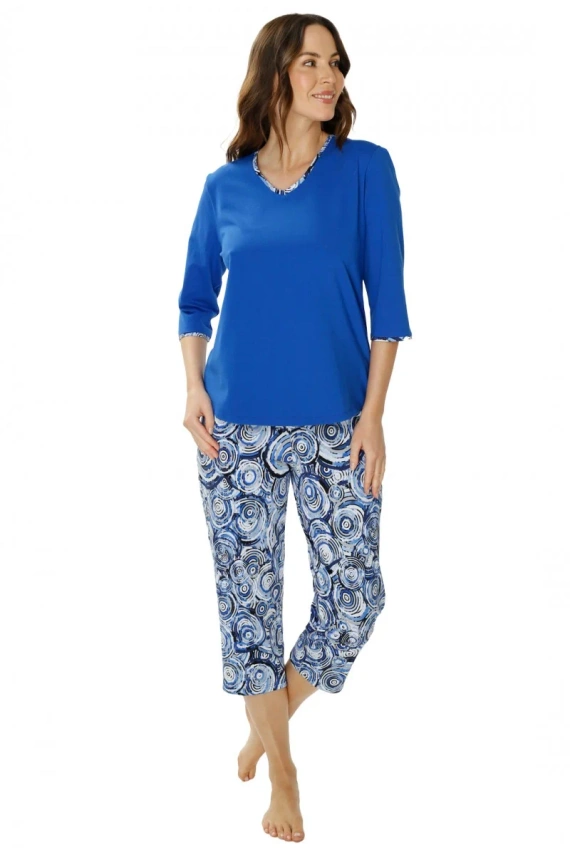 86670 Irene piżama damska Mewa niebieski druk