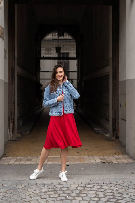 Mommy Chic sukienka ciążowa i do karmienia Milk&Love karminowy