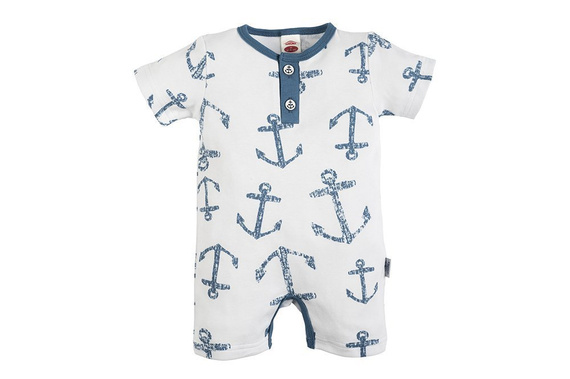 "BLUE SEA" Makoma pajac letni, rampers niebieski