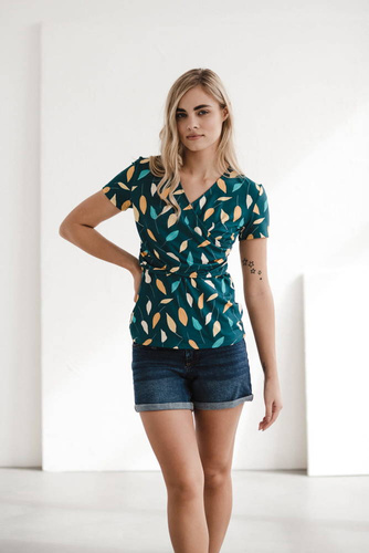 Milk Bar Bluzka do karmienia i ciążowa Milk&Love turkusowy w listki