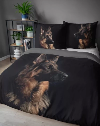 5294 A Holland Pościel bawełniana pies Owczarek Detexpol czarny