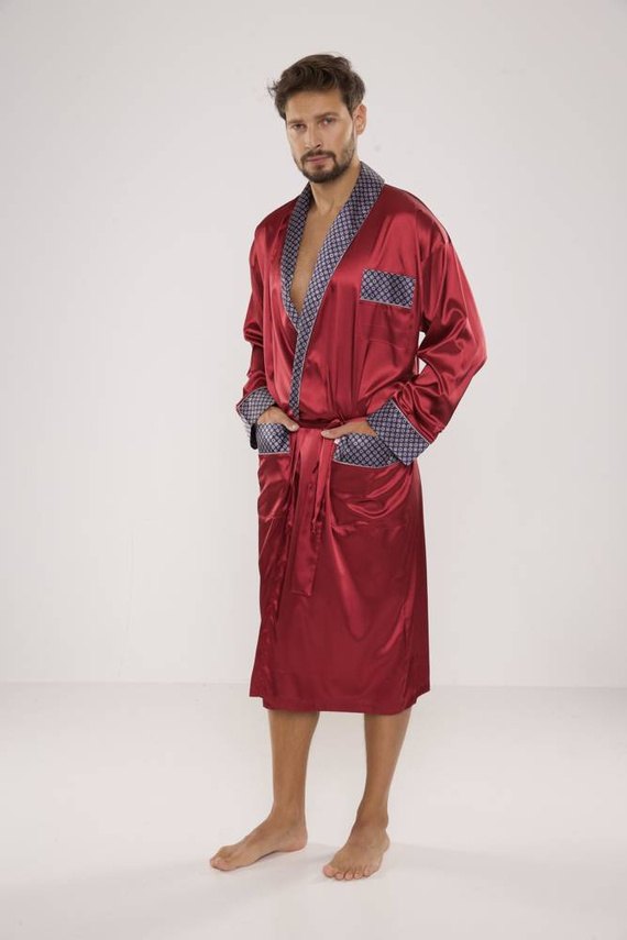 940 Satyna szlafrok męski Forex - bordo