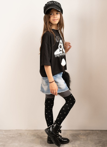 Rajstopy Twilight 2527 Knittex 50 den – czarne ze srebrnym wzorem gwiazdek | Modne i eleganckie