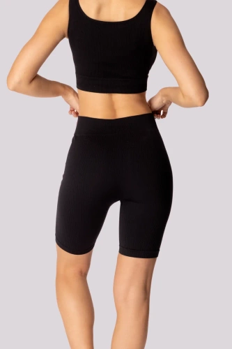 Ribbed spodenki bikery damskie prążek Mona czarny