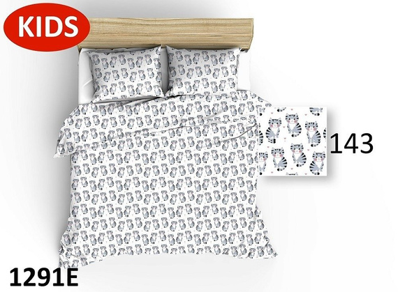 Pościel bawełniana 1412E kwiatki sowy miętowy