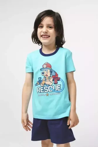 Piżama chłopięca krótki rękaw, spodnie Italian Fashion Remek - turkusowy