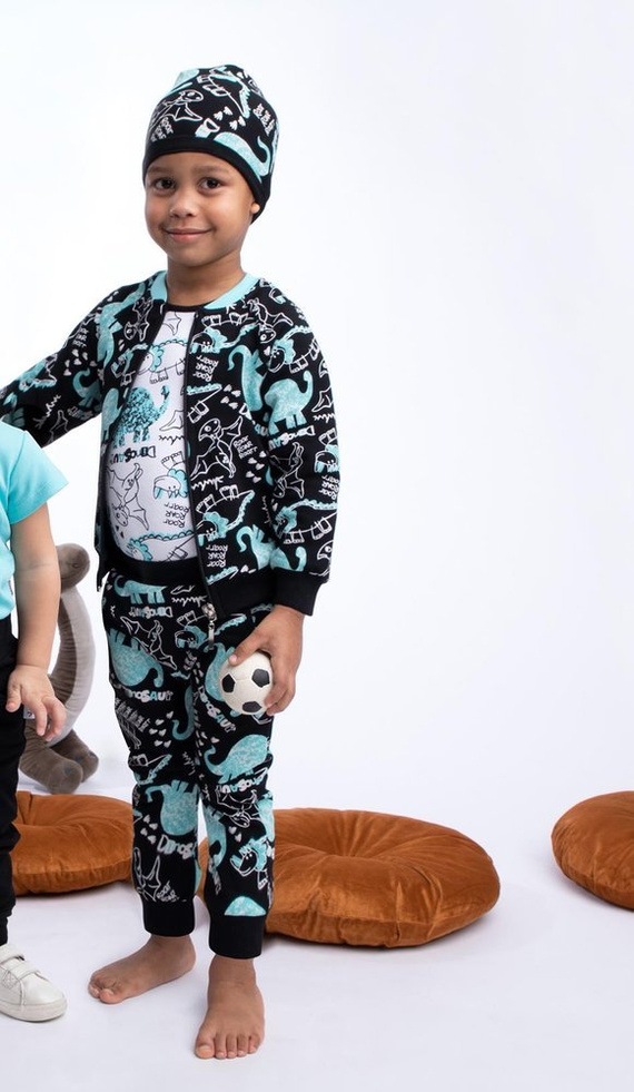 Bluza dresowa rozpinana 178271 "Dino" Nicol - czarny/turkusowy