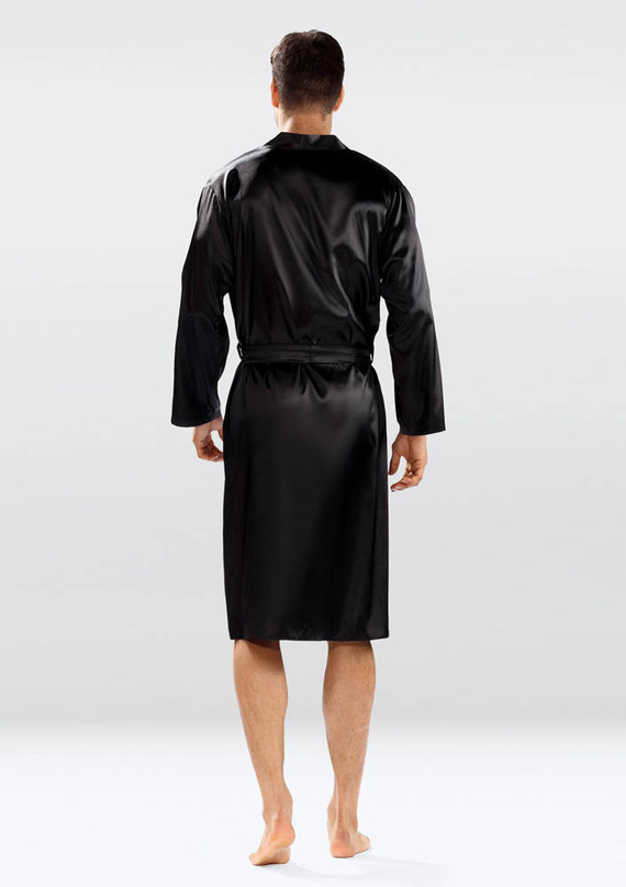 Christian Szlafrok męski satynowy Dkaren - czarny