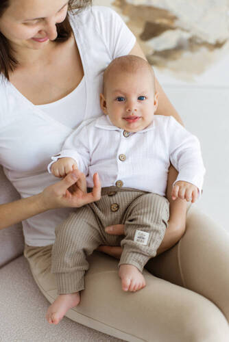 "Natural Waffel" Makoma Spodnie niemowlęce sage