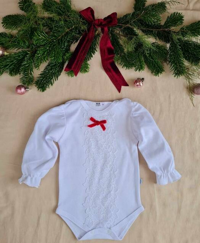 M071 La Bonita Body z koronką długi rękaw Marija - biały