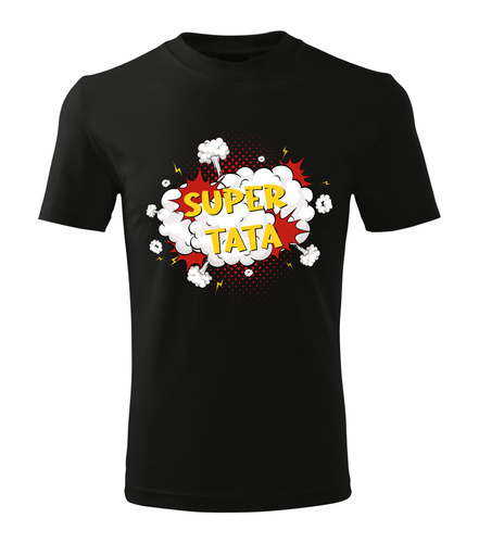 "SUPER TATA" Moocha koszulka męska czarny