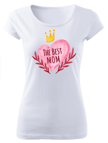 "The best mom" koszulka damska Dzień Mamy Moocha biały 