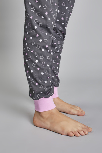 Piżama dziewczęca długi rękaw, spodnie Italian Fashion Antilia - róż/druk