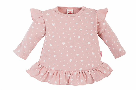 "Stars" Makoma Tunika z falbanką pudrowy róż