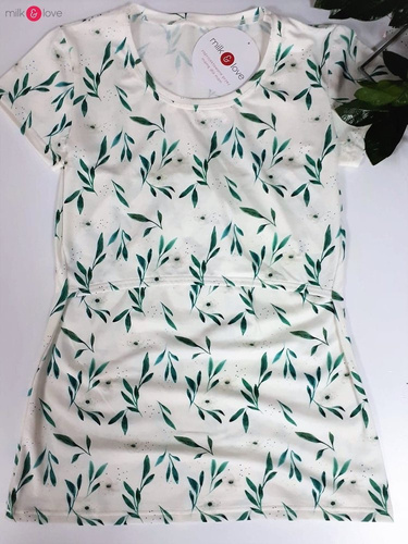 Bluzka do karmienia i ciążowa z krótkim rękawem Milk Shirt Milk&Love w listki