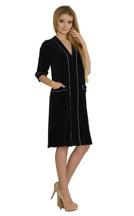 974 / 352 Welur Szlafrok damski Forex - granat