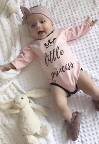 Body z długim rękawem "LITTLE PRINCESS" Terjan różowe