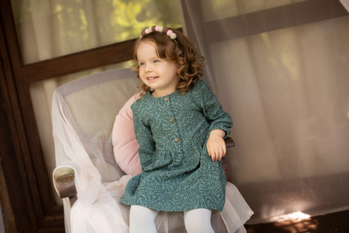 Tres Bien Pinokio Sukienka z guzikami - zielony