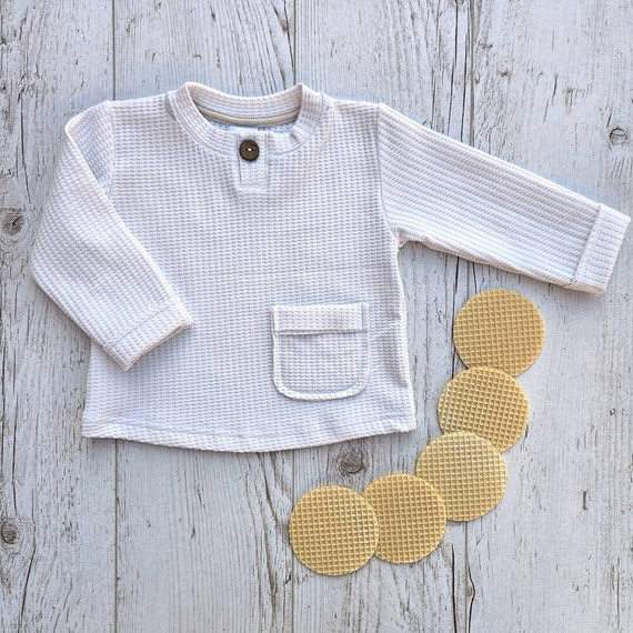 "Natural Waffel" Makoma Bluza polo white