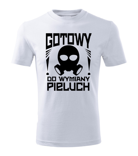 SKU M27 "Gotowy do wymiany pieluch" Koszulka dla młodego taty Moocha biały