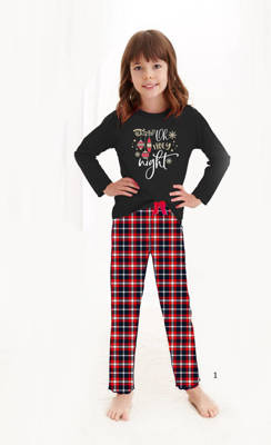 2721, 2722 Santa Świąteczna Piżama dla dziewczynki Taro - 01 czarny