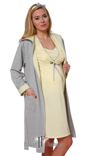 Szlafrok Damski Komfort Italian Fashion- melanż/żółty