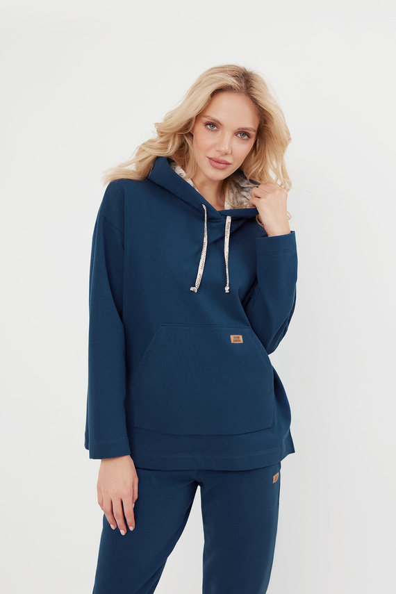 Lagos Bluza damska z kapturem Italian Fashion - jeansowy