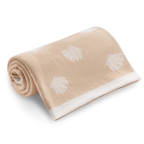 Kocyk dziany Ocean YOSOY - beżowy/biały