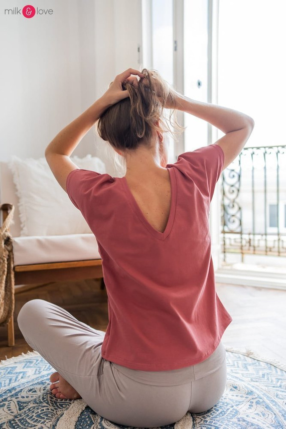 Two Ways Milk&Love bluzka ciążowa i do karmienia z krótkim rękawem dusty cedar