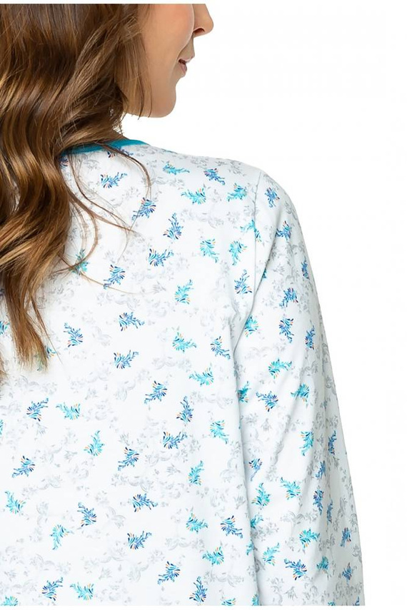 86565 Anna koszula nocna z rozpinanym dekoltem Mewa biały-turkus
