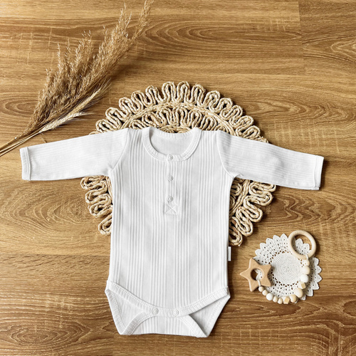 BPAB002 EkoBaby Mamatti Body polo z długim rękawem - biały
