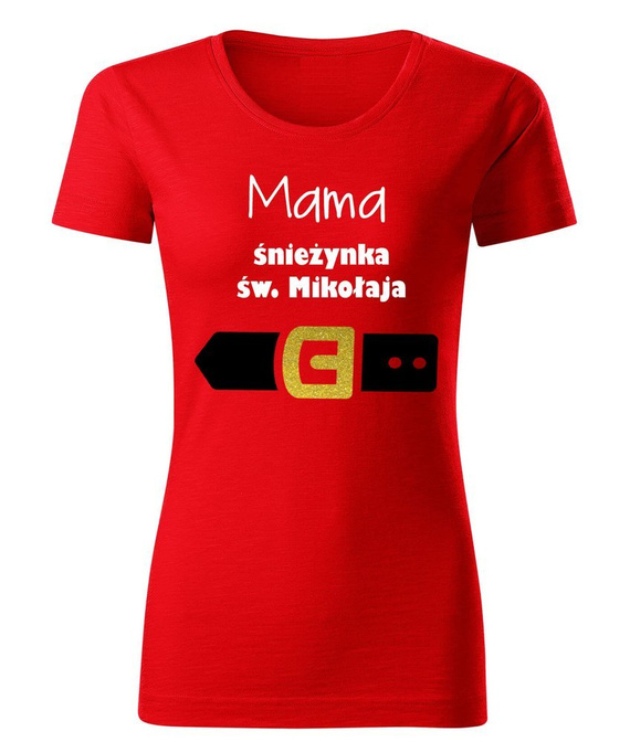 "Mama śnieżynka św. Mikołaja" Moocha koszulka damska świateczna 