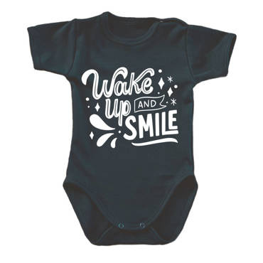 "WAKE UP AND SMILE" Moocha Body krótki rękaw czarny