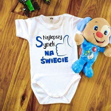 "Najlepszy SYNEK na świecie" Moocha body krótki rękaw biały