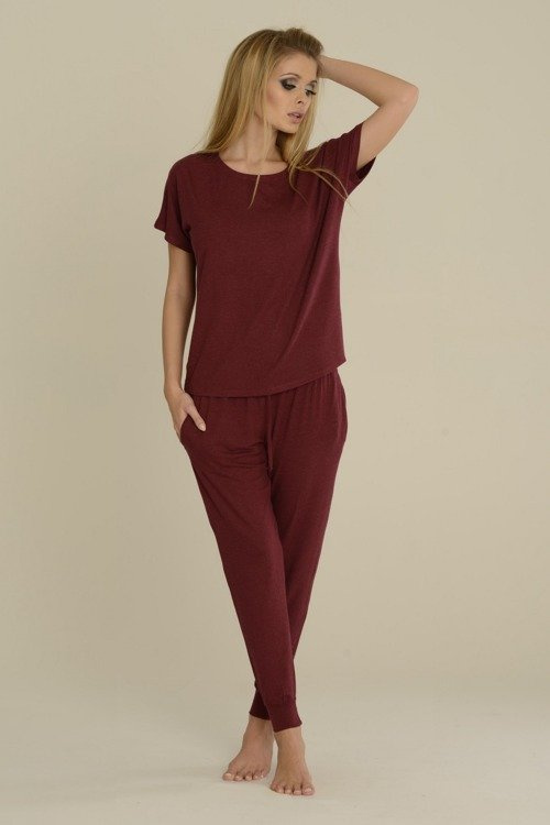524 Paula Piżama Damska De Lafense - bordo