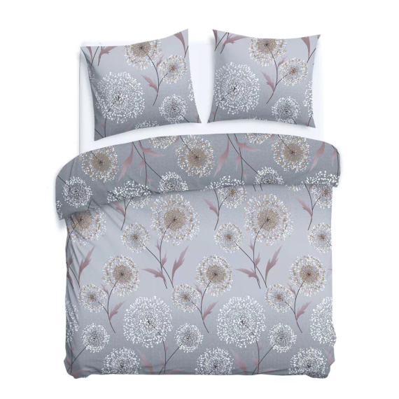 31513/2 Pościel flanelowa Flanelove Darymex szara dmuchawce– komplet, 100% bawełna, ciepła i miękka