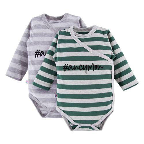 Ancymon Eevi Body niemowlęce 2-pak - szary/zielony