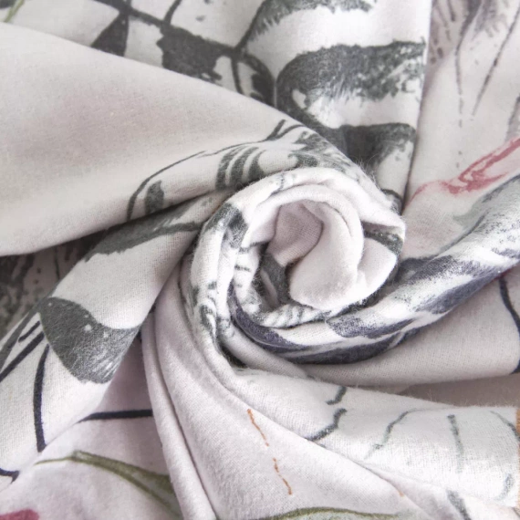 31505/1 Pościel flanelowa liście Darymex biały