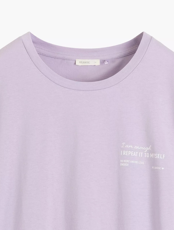 Koszula nocna NLD-001 100% bawełna, krótki rękaw liliowa