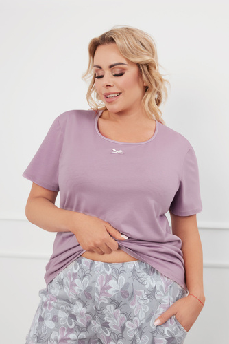 Ibena Piżama Damska krótki rękaw, 3/4 spodnie Italian Fashion - wrzosowy/druk