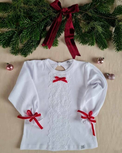 M0717B Bluzka z długim rękawem Marija - biały