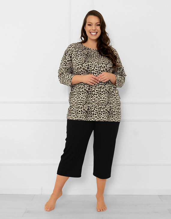 Kenia Piżama damska Italian Fashion – panterka, rękaw 3/4 i spodnie 3/4